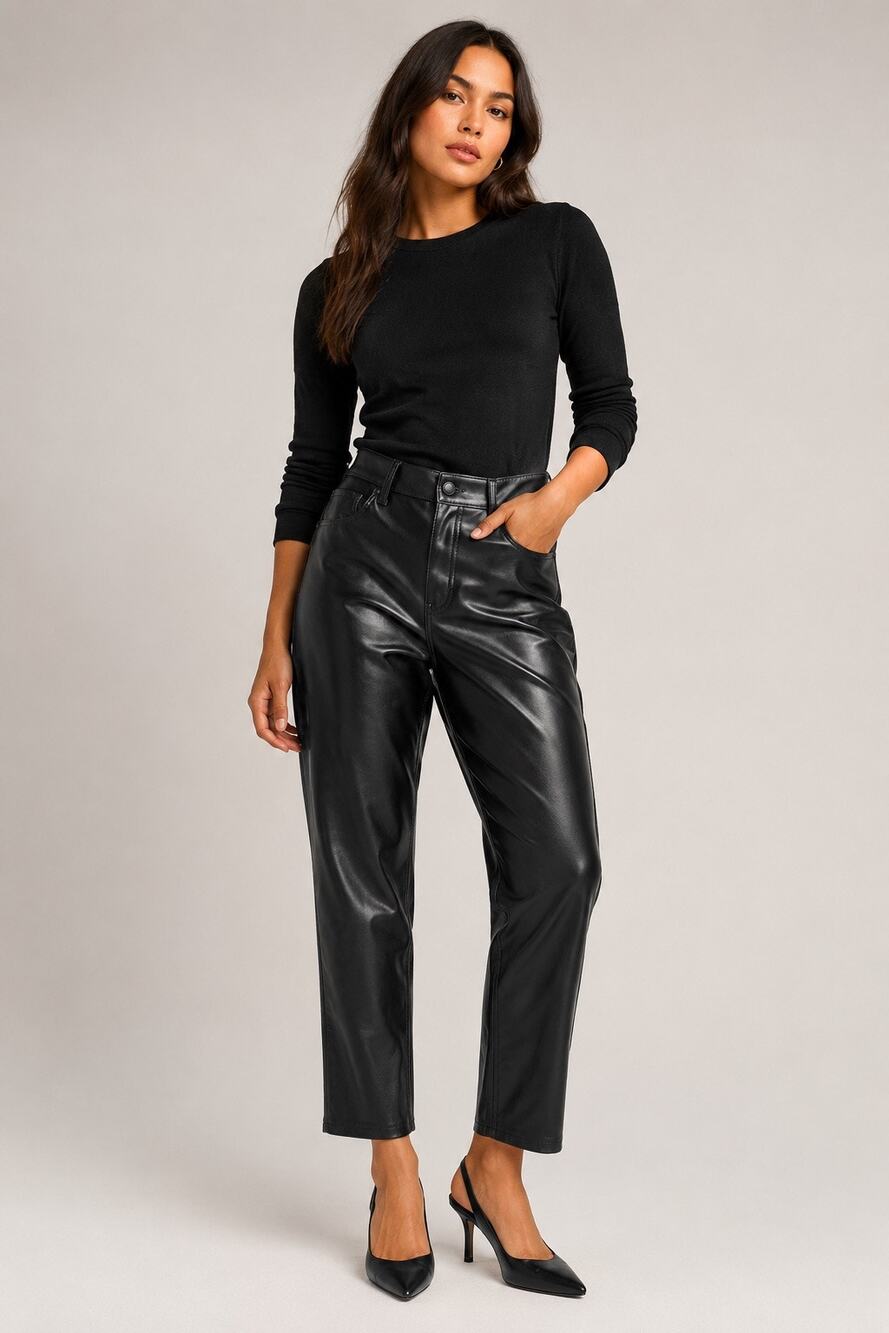 Old Navy High-Rise O.G. Straight Vegan Leather Pants NWT Size 18 Black